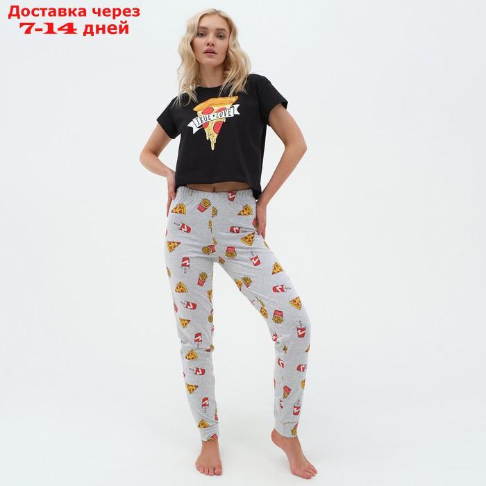 Пижама женская (футболка и брюки) KAFTAN Pizza р. 52-54, черный - фото 1 - id-p227126811