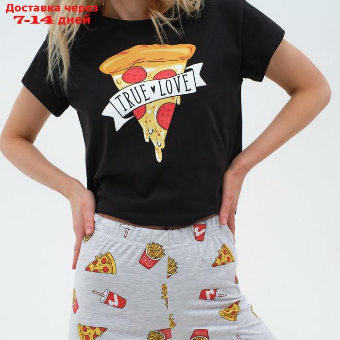 Пижама женская (футболка и брюки) KAFTAN Pizza р. 52-54, черный - фото 6 - id-p227126811