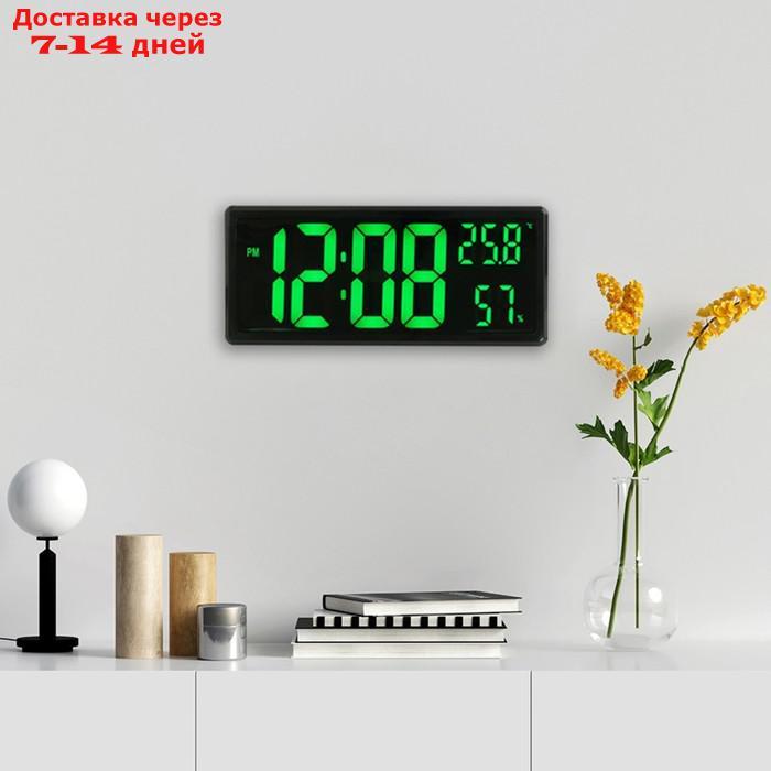 Часы настенные электронные: подсветка, будильник, термометр, гигрометр, USB, 16 x 36.3 x 4см 78361 - фото 2 - id-p227114416