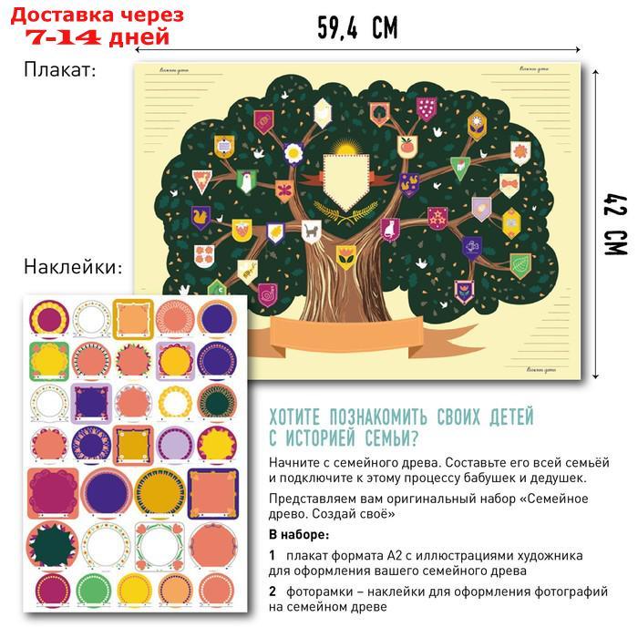 Плакат-раскраска "Создай свое семейное древо Классический" 42 х 59,4 см - фото 2 - id-p226978698