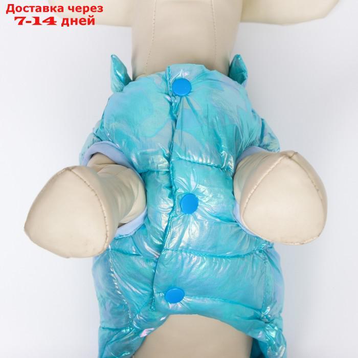Куртка для собак двухсторонняя с утяжкой, размер 18(ДС 40 см,ОГ 50 см,ОШ 38 см),голубая - фото 6 - id-p227104881