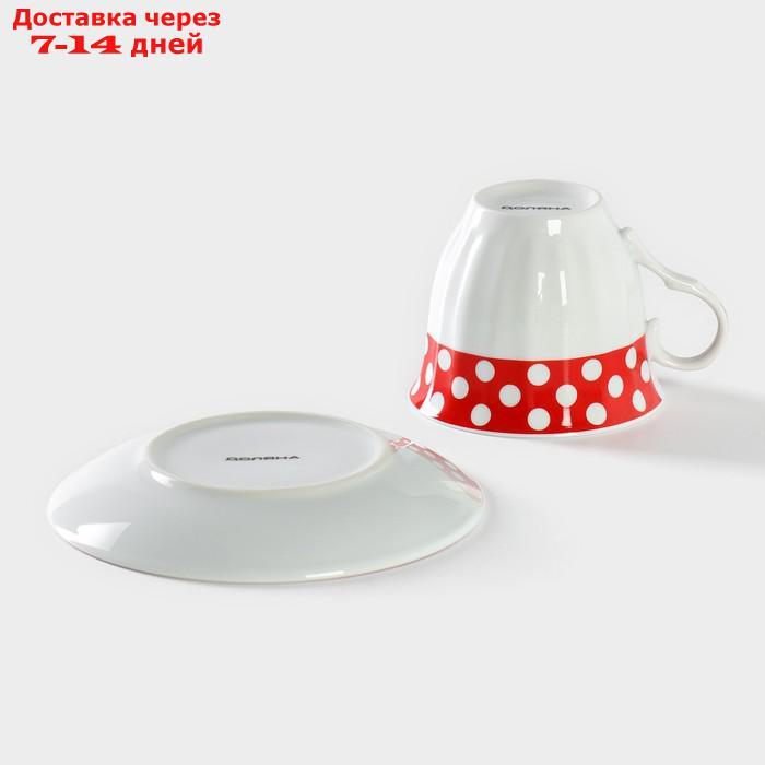 Чайная пара "Горох", чашка 210 мл, блюдце, цвет красный - фото 4 - id-p227012161