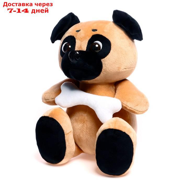 Мягкая игрушка "Собака Мопс", с косточкой, 25 см - фото 2 - id-p227128800