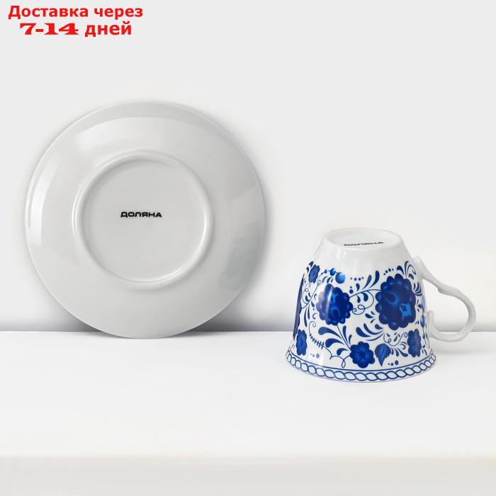 Сервиз чайный Доляна "Русский узор",13 предметов на подставке: 6 чашек 210 мл, 6 блюдец, чайник - фото 2 - id-p227012162