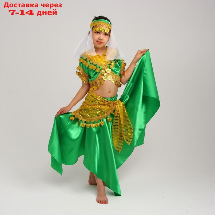 Карнавальный костюм Восточный "Азиза в юбке"зелено-желтый,блузка,юбка,косынка,повязка,р-р34, - фото 1 - id-p227130794