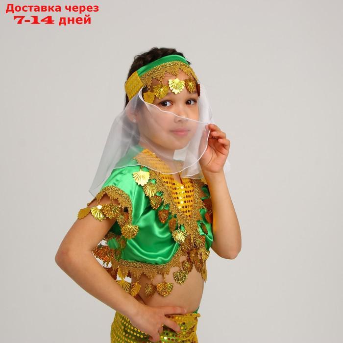 Карнавальный костюм Восточный "Азиза в юбке"зелено-желтый,блузка,юбка,косынка,повязка,р-р34, - фото 4 - id-p227130794