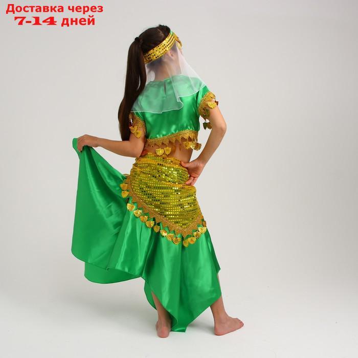 Карнавальный костюм Восточный "Азиза в юбке"зелено-желтый,блузка,юбка,косынка,повязка,р-р34, - фото 5 - id-p227130794