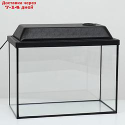 Аквариум прямоугольный Атолл с крышкой, 24 литра, 40 х 21 х 29/34,5 см, чёрный