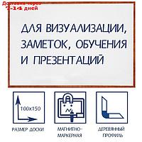 Доска магнитно-маркерная Calligrata, 100 х 150 см, в деревянной рамке, морилка тёмная