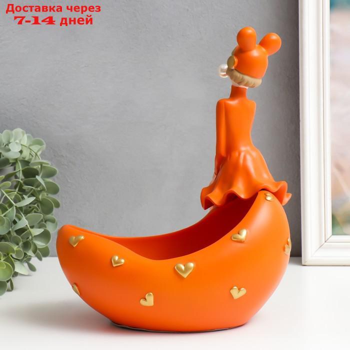Сувенир полистоун подставка "Девушка ушки мишки, с пузырём" оранжевый 29х19х28 см - фото 3 - id-p227120354
