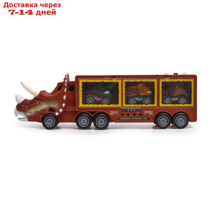 Грузовик инерционный "Динозавр", с 3 машинами, свет и звук - фото 3 - id-p227123859