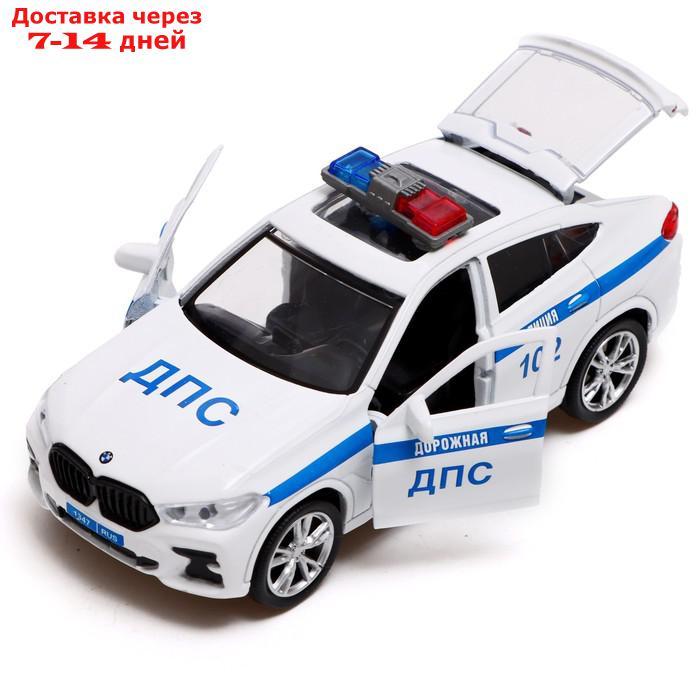 Машина металлическая "BMW X6 полиция", 12 см, двери, багаж, инерц, белый X6-12POL-WH - фото 4 - id-p227123864