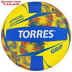 Мяч вол. "TORRES Grip Y" арт.V32185, р.5, синт.кожа (ТПУ), маш. сшивка, бут.камера,желто-син