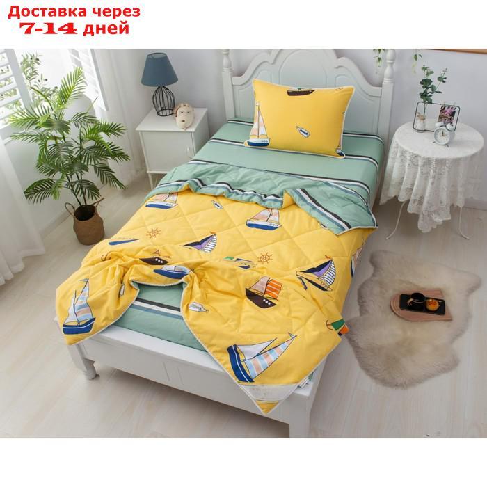 Комплект детский с одеялом "Кораблики", размер 160х220 см, 160х230 см, 50х70 см - фото 3 - id-p227128824