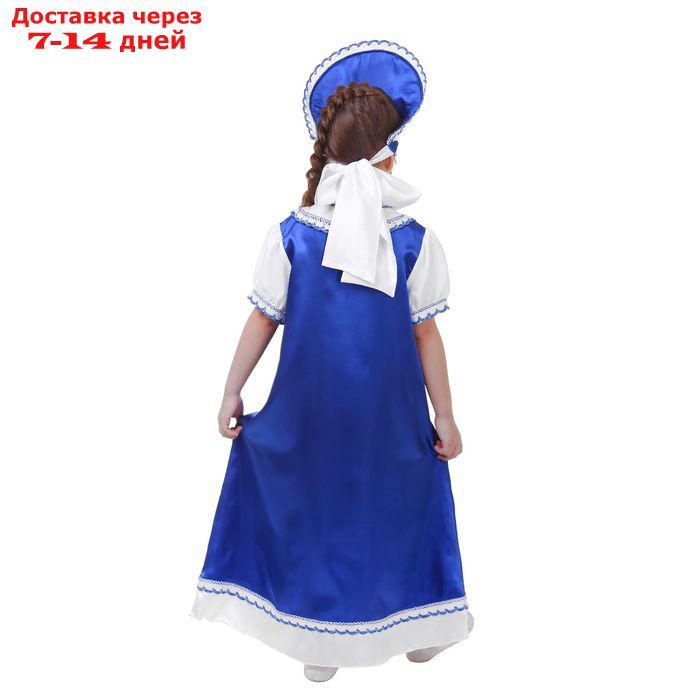 Русский костюм для девочки: платье с кокеткой, кокошник, р-р 60, рост 110-116 см, цвет синий - фото 2 - id-p227110794