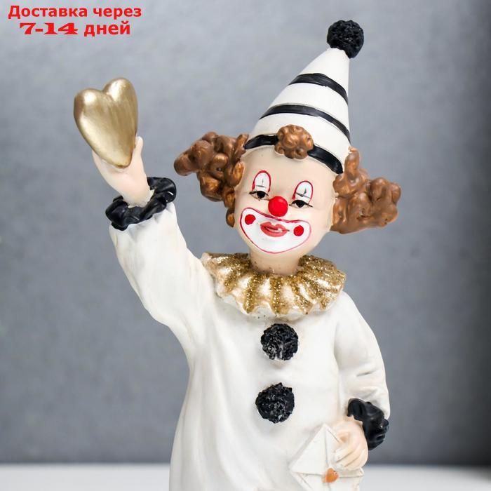 Сувенир полистоун "Клоун с сердцем в руке" чёрно-белый с золотом 17,5х4,5х9,5 см - фото 5 - id-p227099687