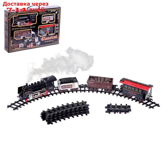 Железная дорога "Классический паровоз", 20 деталей, световые и звуковые эффекты, с дымом, работает от - фото 1 - id-p226942406