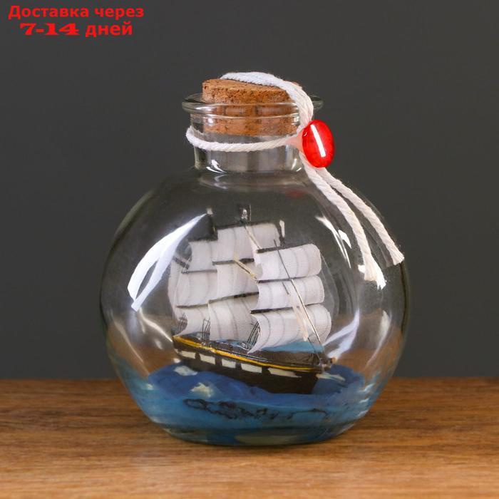 Корабль сувенирный "Be happy", в бутылке, вертикальн. 10*12см
