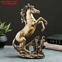 Фигура "Лошадь на камне" 31х21х10см бронза с позолотой