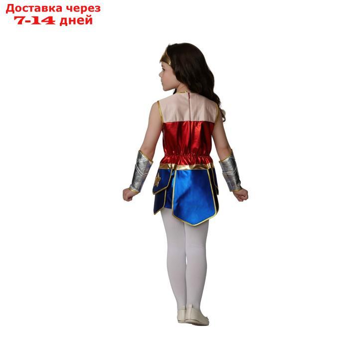 Карнавальный костюм "Чудо-женщина"блуза, юбка, нарукавники, головной убор, 122-64 - фото 4 - id-p227128828