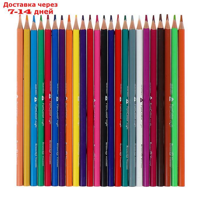 Карандаши цветные 24 цвета Funcolor пластиковые, в картонной тубе, МИКС - фото 3 - id-p226978995