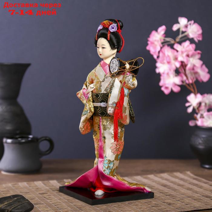 Кукла коллекционная "Гейша в шелковом кимоно с барабаном" - фото 2 - id-p226942418