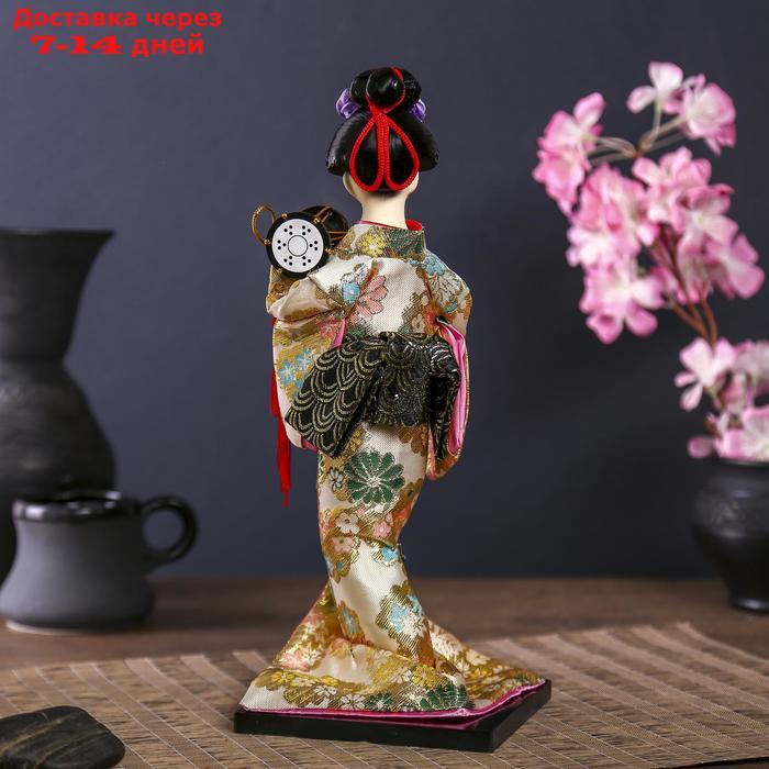 Кукла коллекционная "Гейша в шелковом кимоно с барабаном" - фото 4 - id-p226942418