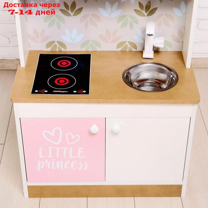 Набор игровой мебели "Детская кухня Sitstep", бело-бежевый корпус, фасады бело-розовые, фартук цветы - фото 2 - id-p226957017
