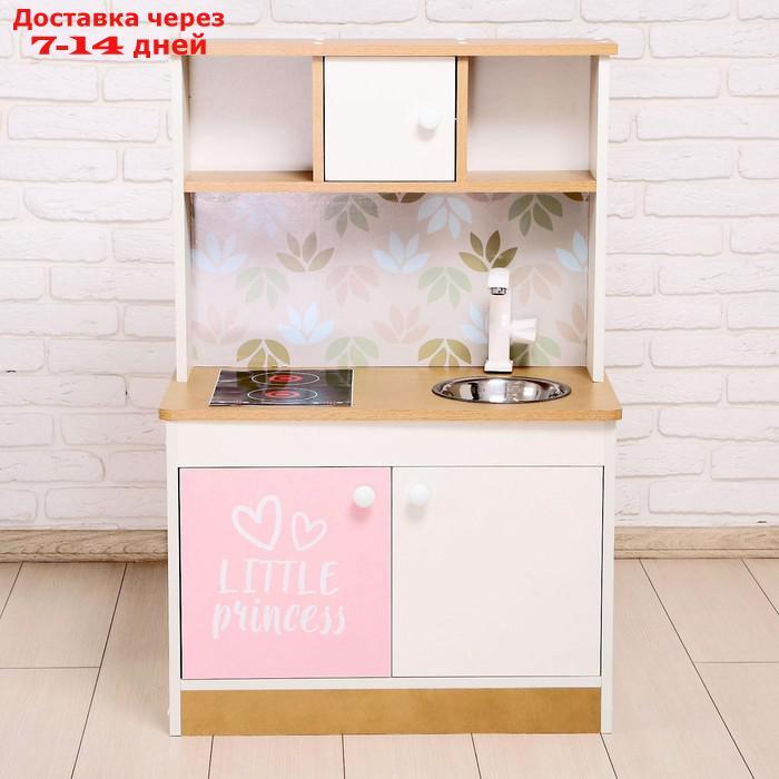 Набор игровой мебели "Детская кухня Sitstep", бело-бежевый корпус, фасады бело-розовые, фартук цветы - фото 7 - id-p226957017