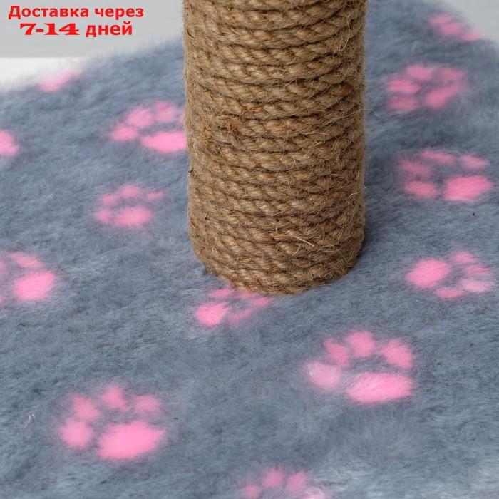 Когтеточка "Радость" на подставке, 30 х 30 х 40 см, джут, серая с розовыми лапками - фото 2 - id-p227097945