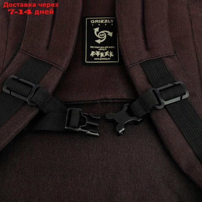 Рюкзак молодёжный с эргономичной спинкой Grizzly, 45 х 32 х 21, для мальчиков, чёрный/хаки - фото 2 - id-p226979004