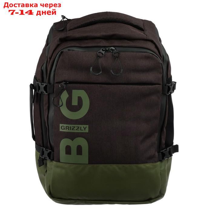 Рюкзак молодёжный с эргономичной спинкой Grizzly, 45 х 32 х 21, для мальчиков, чёрный/хаки - фото 4 - id-p226979004