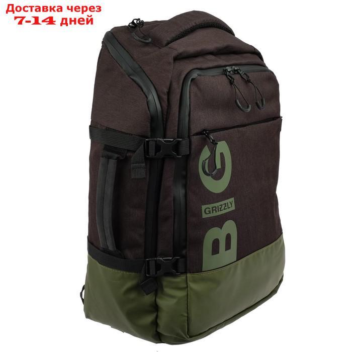 Рюкзак молодёжный с эргономичной спинкой Grizzly, 45 х 32 х 21, для мальчиков, чёрный/хаки - фото 8 - id-p226979004