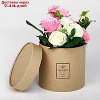 Шляпная коробка из крафта "Flowers", 15 х 15 см
