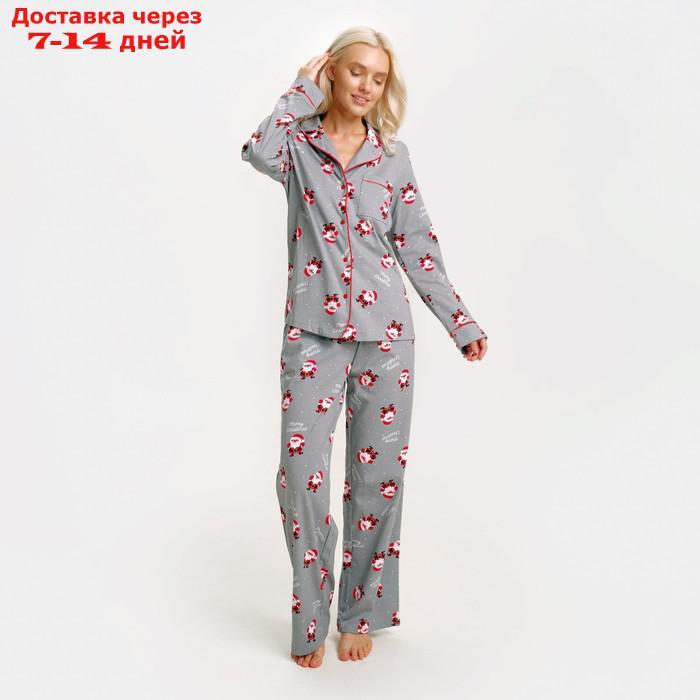 Пижама новогодняя женская (рубашка и брюки) KAFTAN "Дед мороз", размер 44-46 - фото 1 - id-p227122767