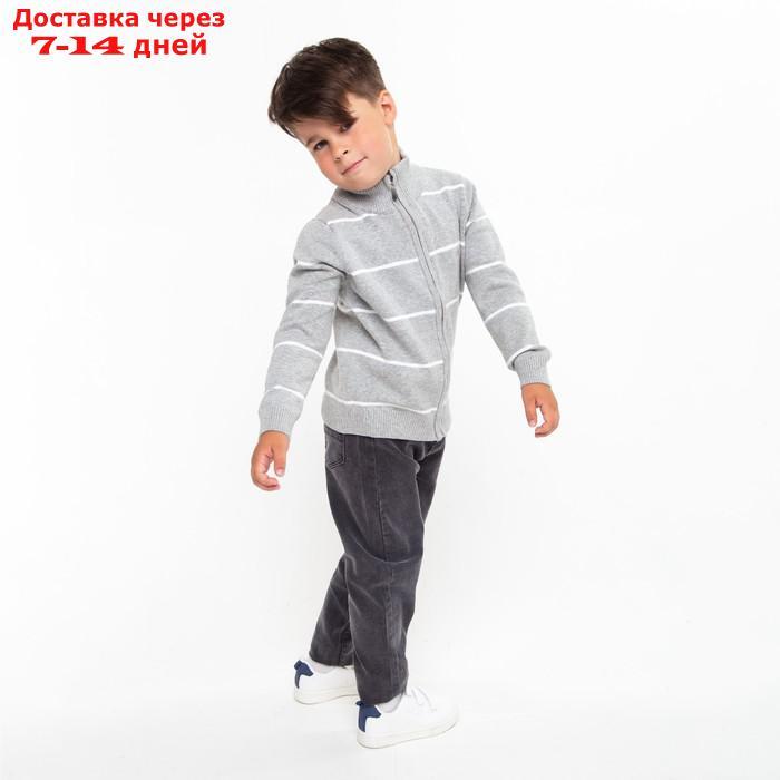 Джемпер для мальчика , цвет серый/белый, рост 104 см (4 года) - фото 3 - id-p227123895