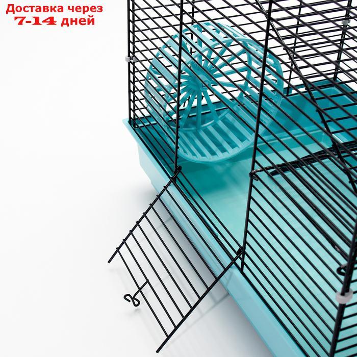 Клетка для грызунов "Пижон" №5, с 3 этажами, укомплектованная, 41 х 30 х 58 см, бирюзовая - фото 9 - id-p227097953
