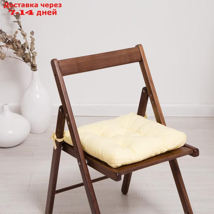 Набор подушек для стула 35х35см 2шт, цв. желтый, бязь, холлофайбер - фото 1 - id-p227104983