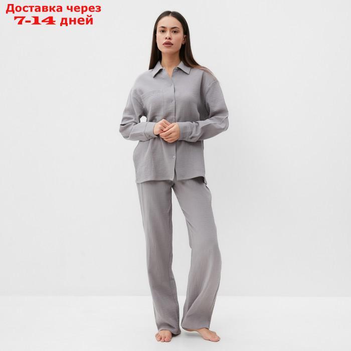 Пижама женская (рубашка и брюки) KAFTAN "Basic" размер 40-42, цвет серый - фото 1 - id-p227119091