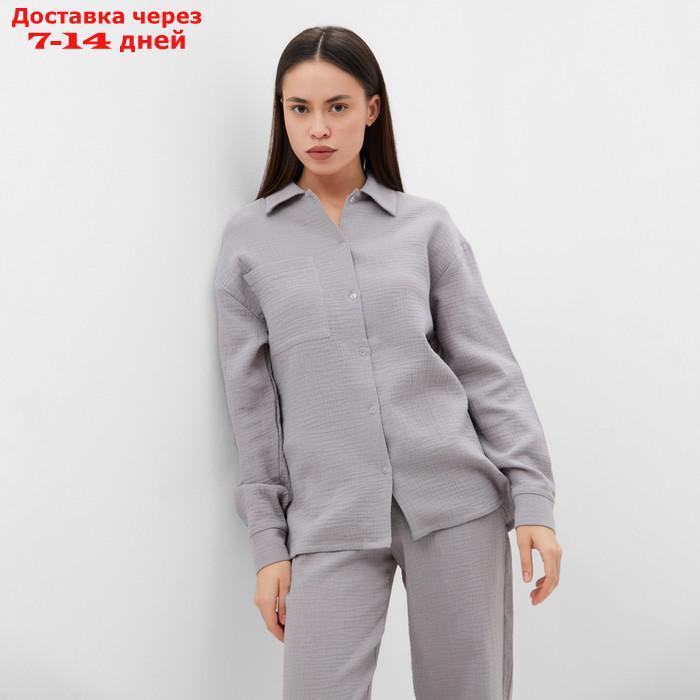 Пижама женская (рубашка и брюки) KAFTAN "Basic" размер 40-42, цвет серый - фото 3 - id-p227119091