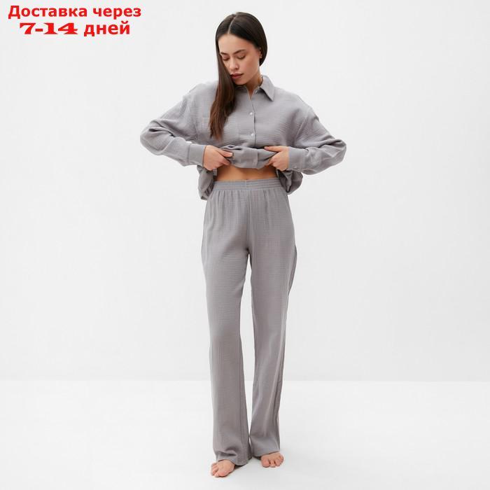 Пижама женская (рубашка и брюки) KAFTAN "Basic" размер 40-42, цвет серый - фото 4 - id-p227119091