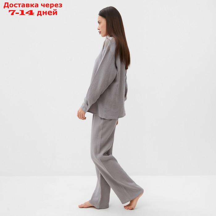 Пижама женская (рубашка и брюки) KAFTAN "Basic" размер 40-42, цвет серый - фото 5 - id-p227119091
