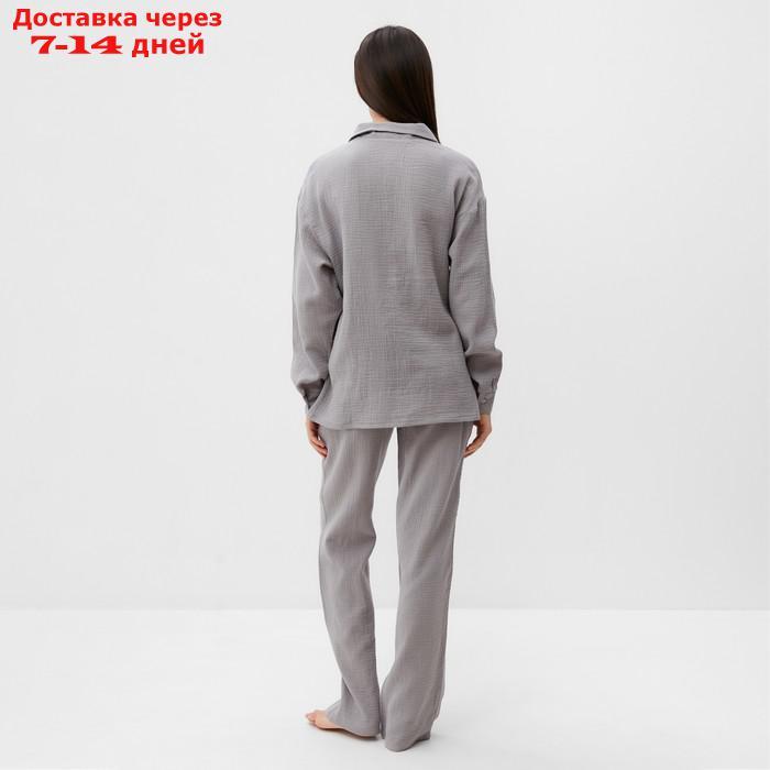 Пижама женская (рубашка и брюки) KAFTAN "Basic" размер 40-42, цвет серый - фото 6 - id-p227119091
