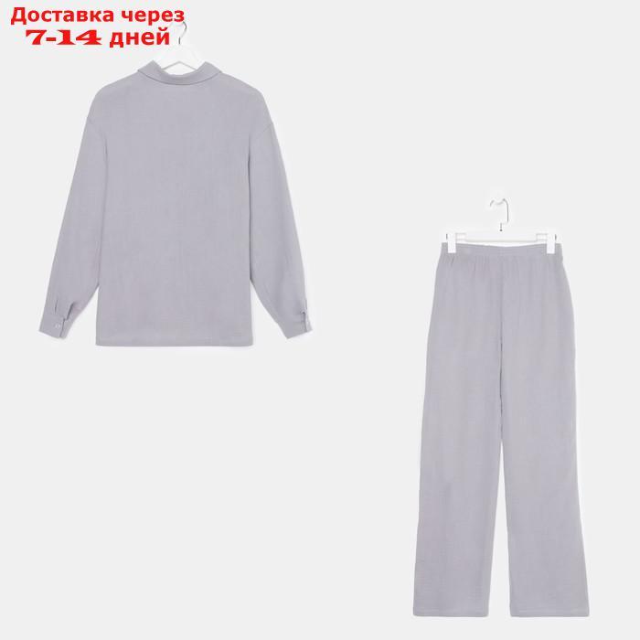 Пижама женская (рубашка и брюки) KAFTAN "Basic" размер 40-42, цвет серый - фото 10 - id-p227119091