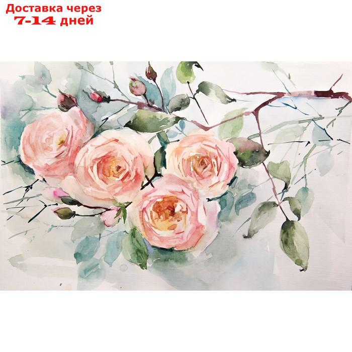 Картины на подрамнике "Акварель. Ветка розы" 40*50 см - фото 1 - id-p226967787