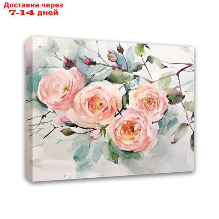 Картины на подрамнике "Акварель. Ветка розы" 40*50 см - фото 2 - id-p226967787