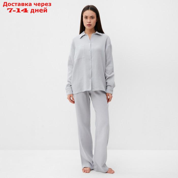 Пижама женская (рубашка и брюки) KAFTAN "Basic" размер 40-42, цвет серо-голубой - фото 1 - id-p227119100
