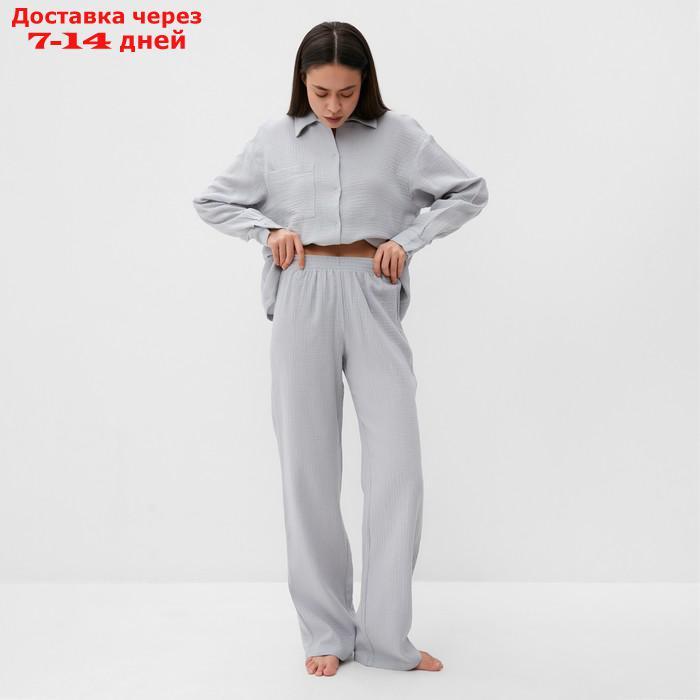 Пижама женская (рубашка и брюки) KAFTAN "Basic" размер 40-42, цвет серо-голубой - фото 4 - id-p227119100