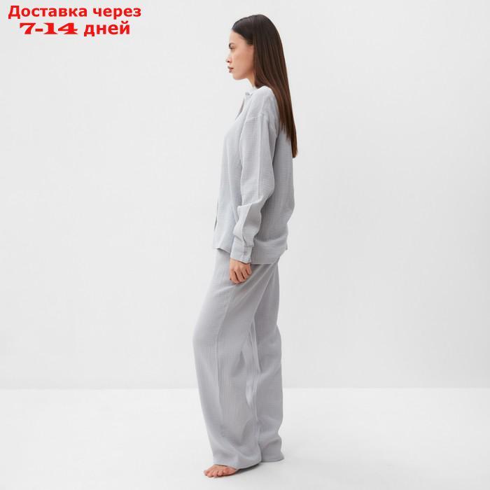 Пижама женская (рубашка и брюки) KAFTAN "Basic" размер 40-42, цвет серо-голубой - фото 5 - id-p227119100