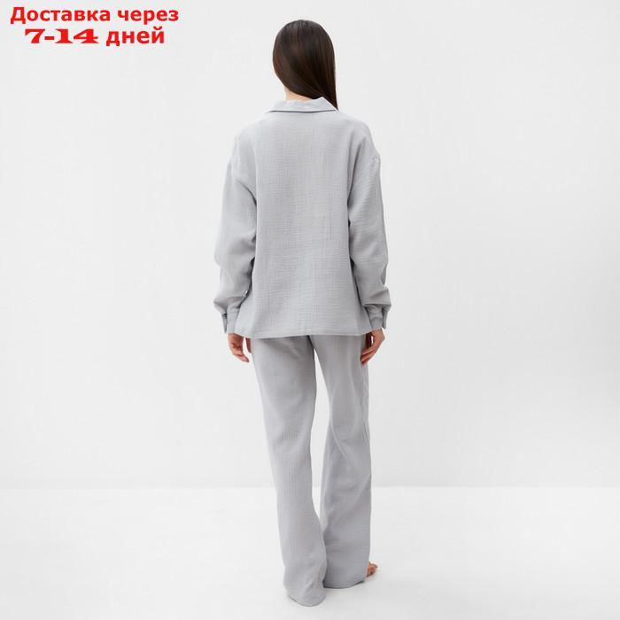 Пижама женская (рубашка и брюки) KAFTAN "Basic" размер 40-42, цвет серо-голубой - фото 6 - id-p227119100